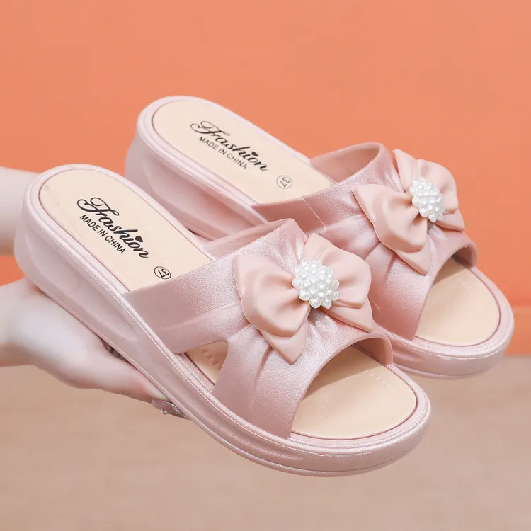新款蝴蝶结女士拖鞋外穿夏季百搭时尚休闲防滑防水高颜值沙滩鞋女