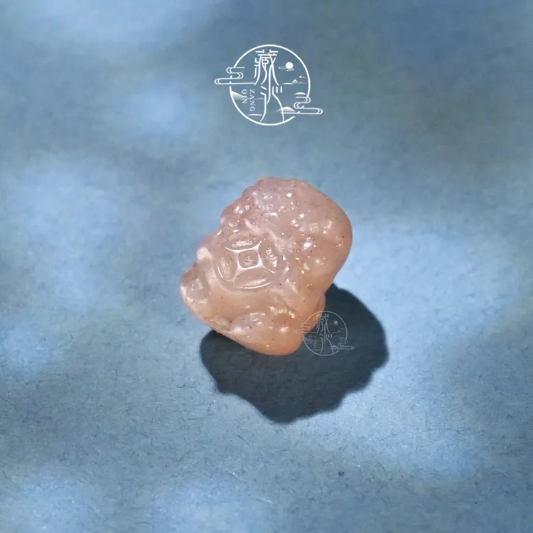7.5MM橙月光石雕刻貔貅配饰吞金兽文玩手串DIY配珠单珠隔珠散珠子