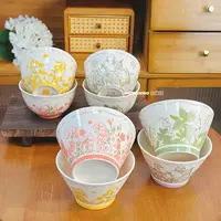 【花颜悦色】家用创意釉下彩陶瓷4英寸米饭碗5英寸斗笠碗8个混装