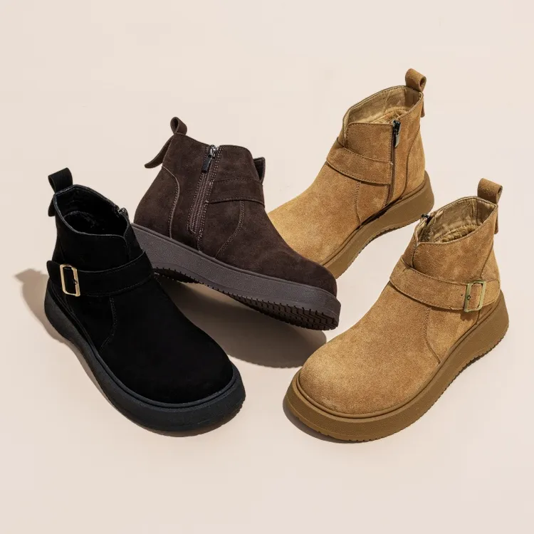 真皮复古厚底马丁靴女2025冬季新款加绒保暖短靴百搭春秋勃肯单靴