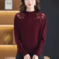 中老年妈妈半高领打底衫时尚高贵冬装上衣2025新款毛衣女内搭短款
