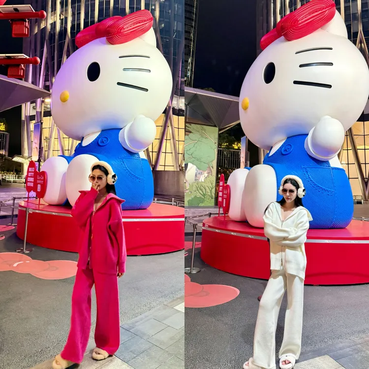 DL乐乐家【蜜糖白桃】冬季新款百搭时尚简约纯色高级感慵懒风套装女