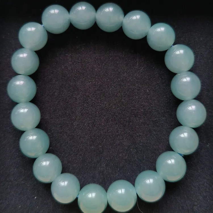 和田玉湖水蓝卡10手串