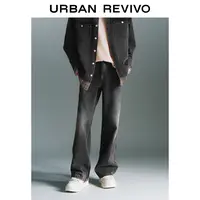 【HOT】UR2025冬季新款男休闲复古水洗棉质牛仔长裤UMV850063