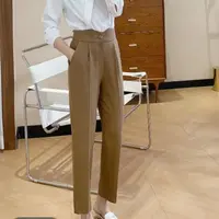 2070#【裤长90】夏季薄款高腰窄版阔腿西装裤直筒西裤时尚气质
