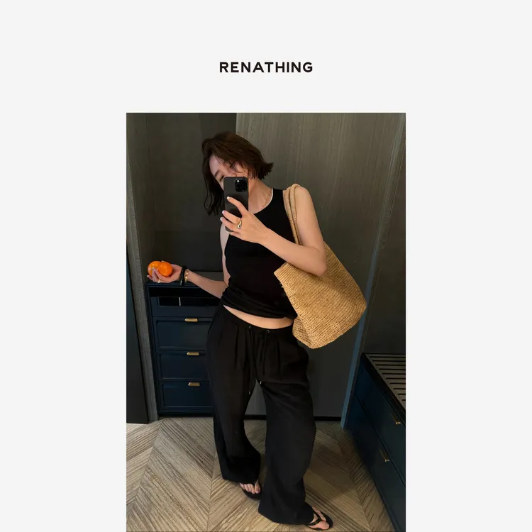 【RENATHING】｜流影随行｜简约抽绳松紧腰身休闲裤商品图