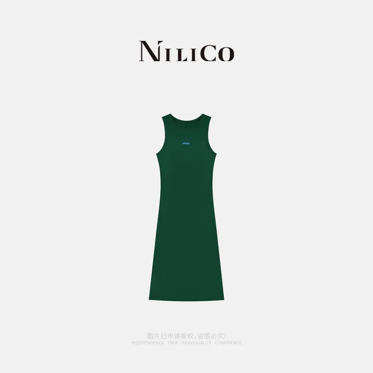 NILICO【小精灵】法式复古极简修身显瘦气质工字背心连衣裙夏季
