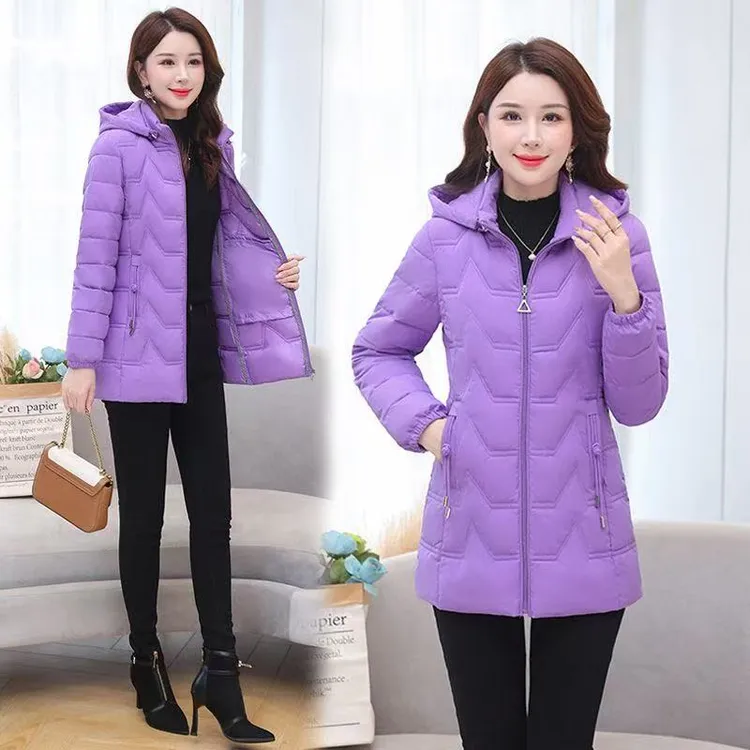 秋冬新款棉服女中长款2024冬季韩版修身棉衣加厚保暖百搭女装外套