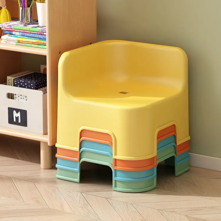 塑料凳子家用结实耐用方凳可叠放儿童矮凳幼儿园宝宝加厚靠背凳子