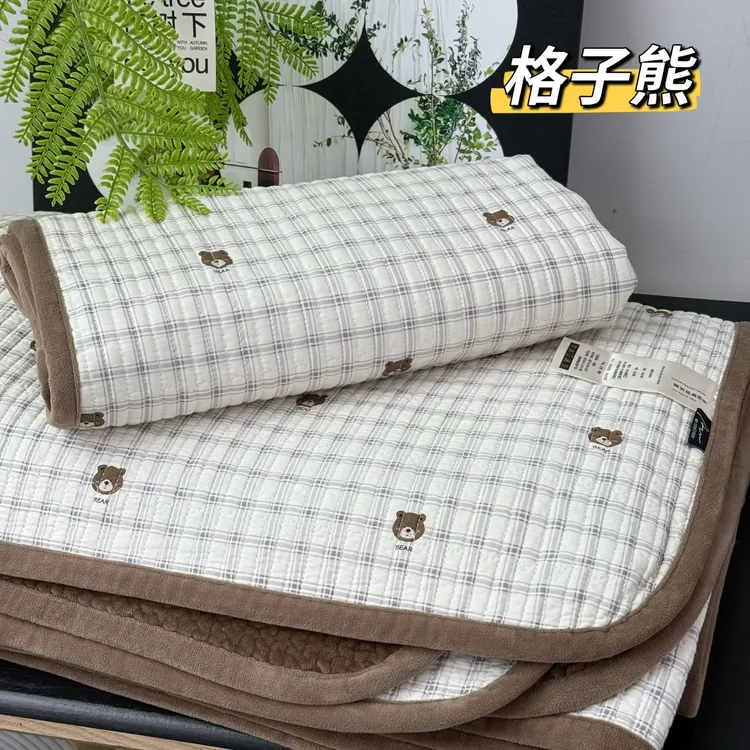 【予尧】3米加大纯棉宝宝绒床盖三件套一面全棉一面绒夹棉棉花床单