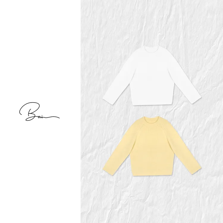 TXB “小鹅黄”羊毛混纺圈圈纱横织软糯舒适百搭圆领针织衫XB-7873