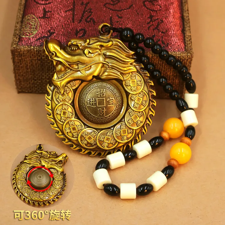 黄铜龙牌手把件生肖龙【招财掌财龙】招财进宝转运复古转转随身摆件