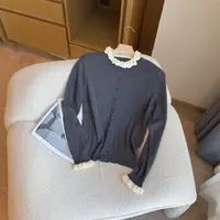 【婷婷推荐】25915 木耳领针织衫秋季打底衫休闲风毛针织上衣女