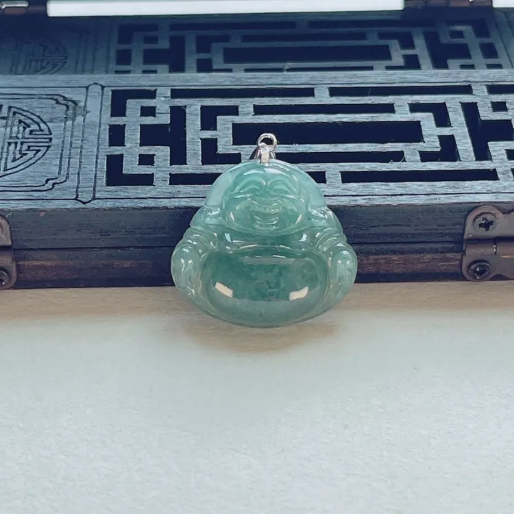 925银翡翠吊坠 佛公 天然a货 百搭玉石锁骨链