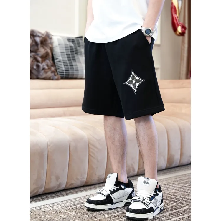 SAM【闪钻老花】轻奢高端320克活性液氨弹力凉感休闲时尚百搭短裤