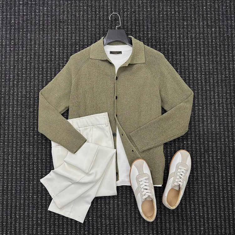 MIGSIMHE·秋冬季高品质休闲线衣针织衫男士通勤翻领开衫毛衣外套