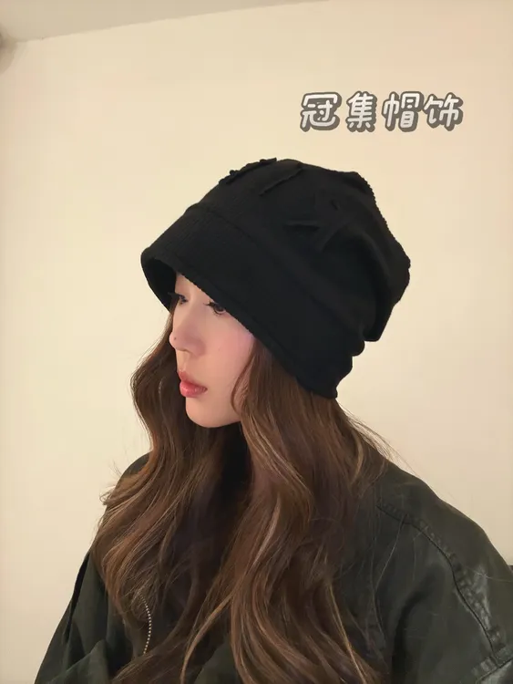 【冠集帽饰】大头围小众秋冬扩版美式慵懒堆堆冷帽字母百搭保暖