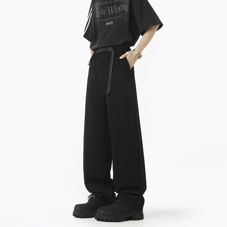 美式高街夏季薄款弯刀裤男夏季冰感百搭vibe垂感宽松阔腿休闲裤子