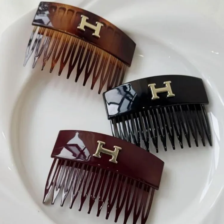 诗泊雅 新款潮梳优雅的日韩风格H字母简约纯色韩标尺梳发梳商品图