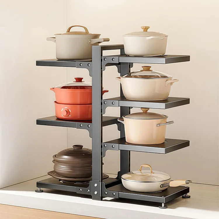 厨房置物架多功能家用锅具收纳架水槽下落地式多层放锅架子不生锈