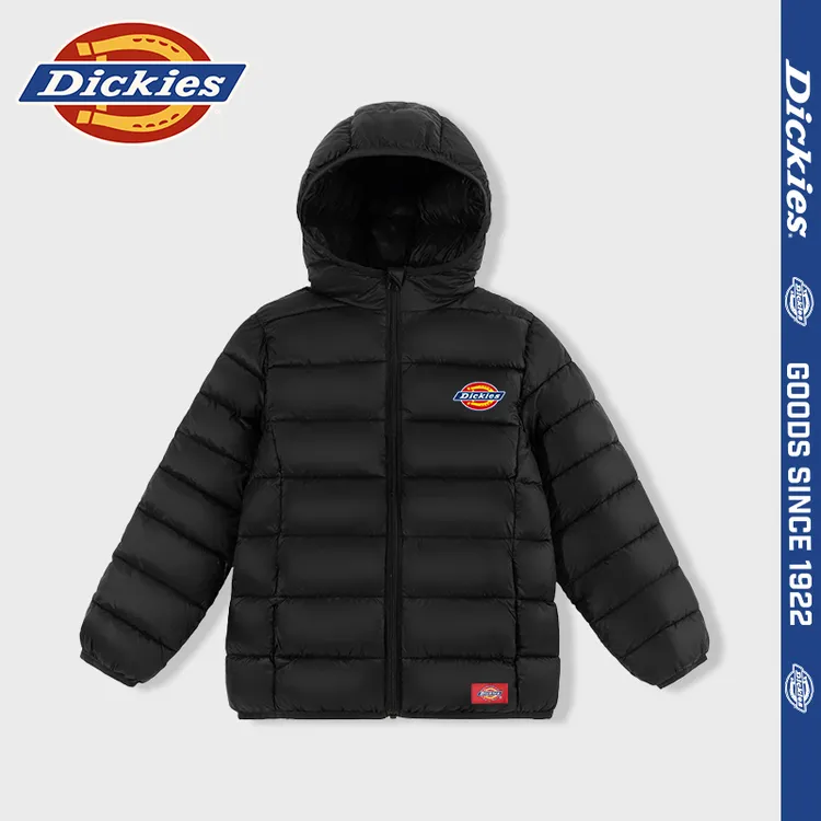 Dickies童装儿童冬装连帽棉服男童黑色休闲外套小童时尚保暖上衣