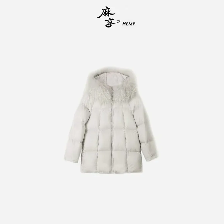 麻享【羽上晴空·95鹅绒服】中长连帽羽绒服毛领保暖冬女款FSY51202