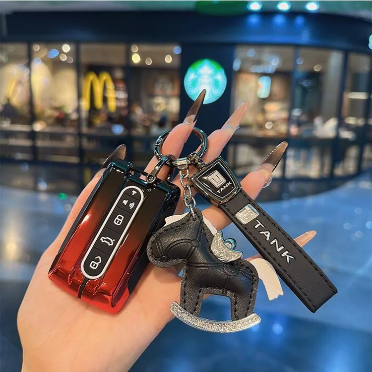 适用坦克300/500/800钥匙套三百400hi4t赛博车包扣壳700高档金属