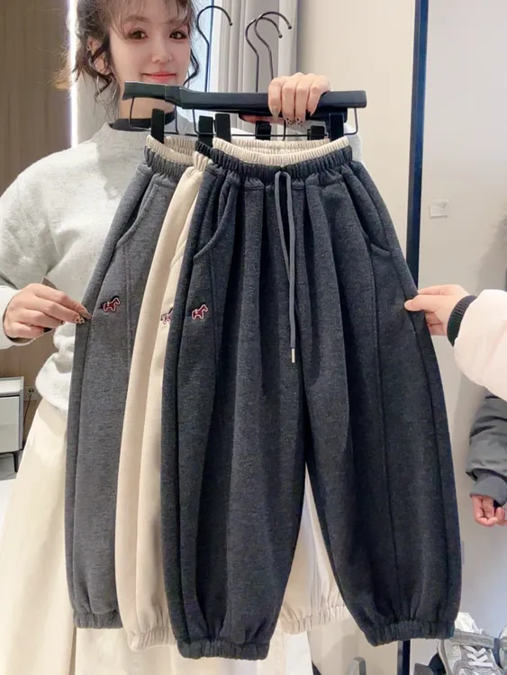 【年款糯米裤】冬季怒推儿童款韩系刺绣小马加厚加绒糯米裤8113
