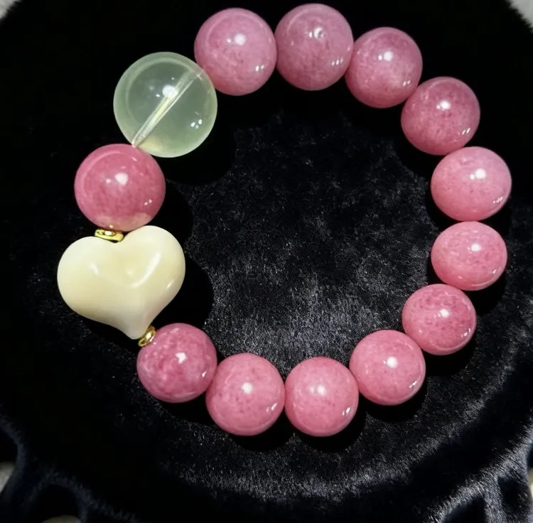 铜合金石英石手链 轻奢蔷薇石手串气质时尚百搭简约女士天然粉