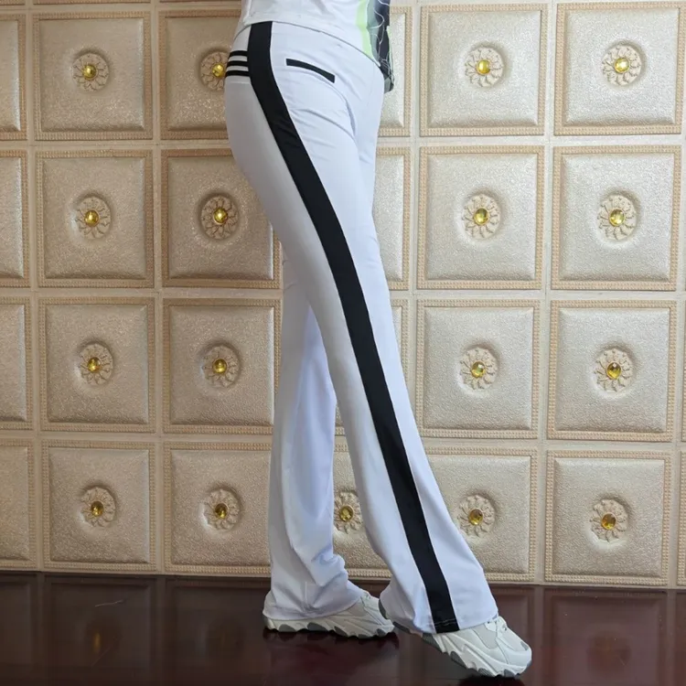 正品佳木斯贞贞新款健身操夏季微喇南韩丝白运动休闲高腰提臀裤子