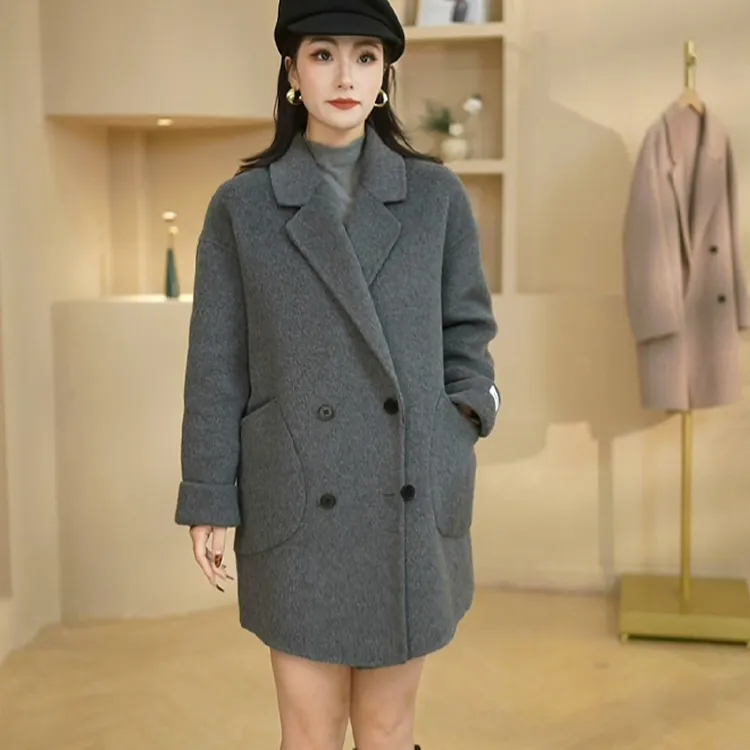 双面羊毛大衣女2025年新款手工缝制厂家直销女士外套气质时尚