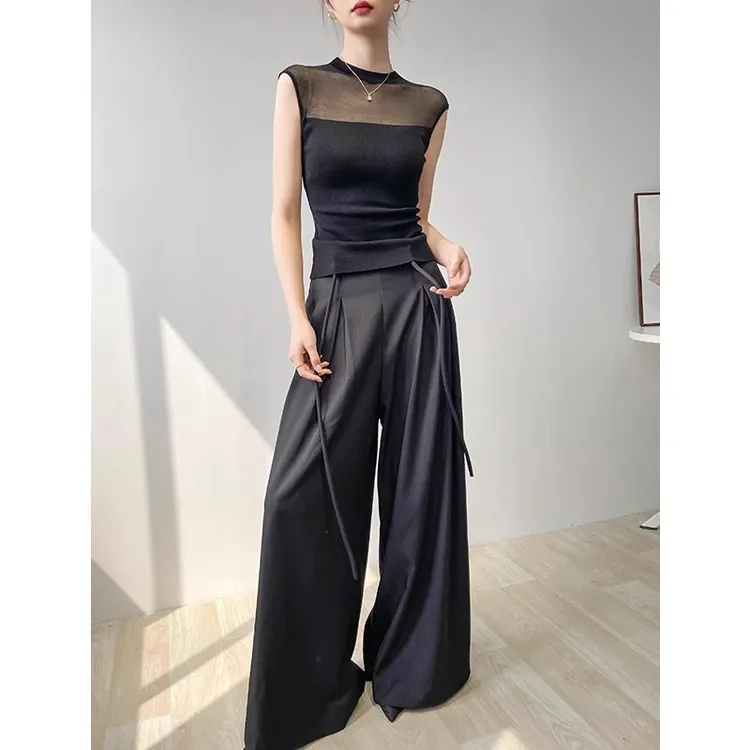 黑色阔腿裤女2025新款春秋西装休闲裤气质高腰垂感直筒拖地裤子潮