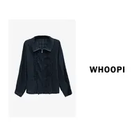 【Whoopi】【温网秀场】重工肌理静奢透气格纹木耳边遮阳夹克外套
