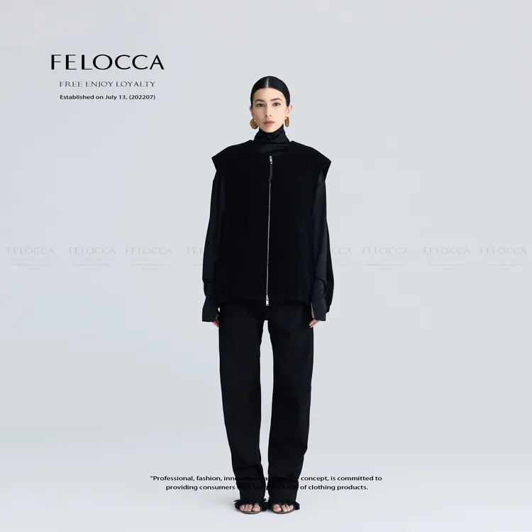 【FELOCCA】新款时尚圆领无袖拉链马甲外套BA-R25Y173