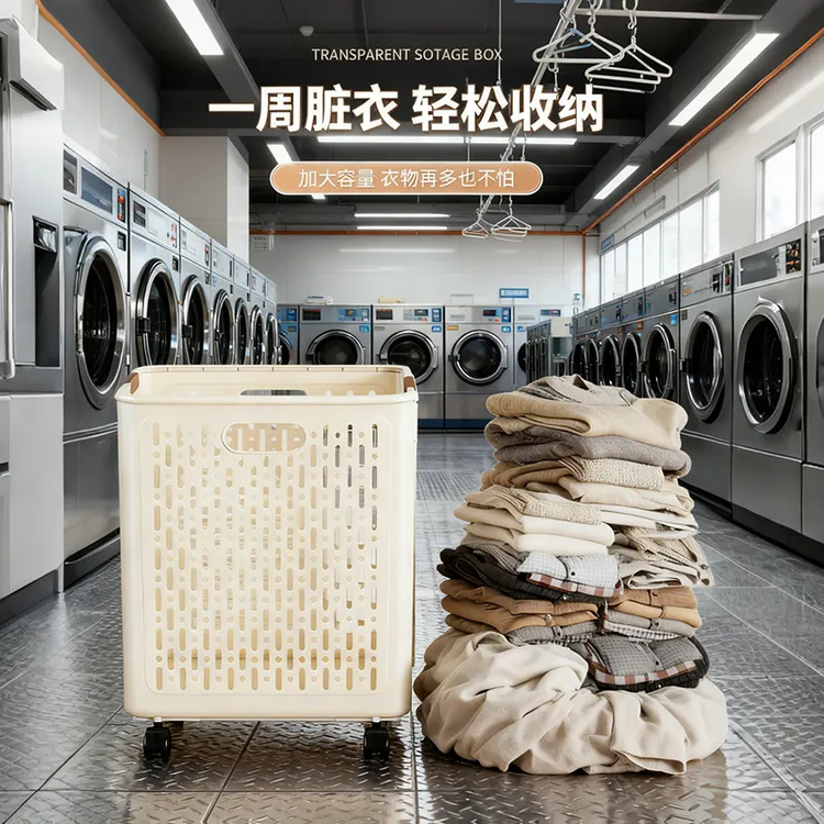 洗衣神器折叠脏衣篓带轮收纳次净衣区大容量洗衣篮子卫生间浴室桶
