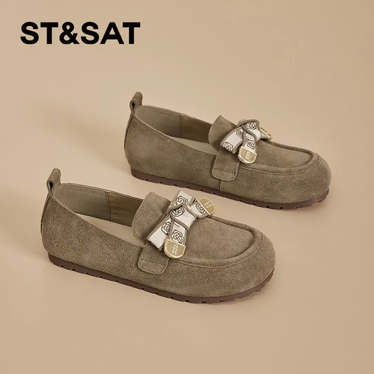 星期六勃肯鞋女款2025夏季新款时尚百搭一脚蹬豆豆鞋休闲平底单鞋