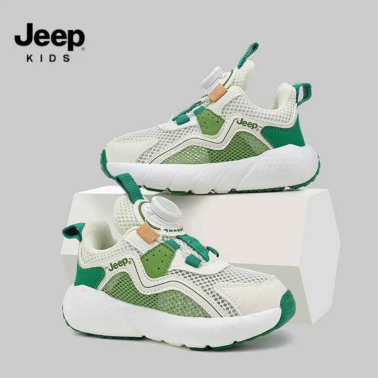 jeep儿童鞋子春季轻便纽扣鞋女童透气跑步鞋子2025新款男童运动鞋
