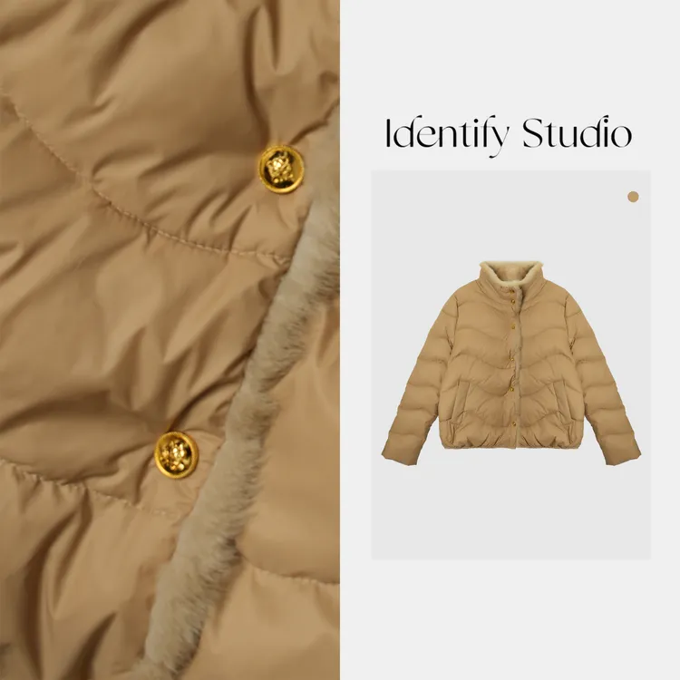 IDENTIFY冬季水貂毛领拼接设计暗扣排骨羽绒外套25AWZX11022061