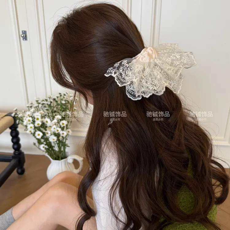 蕾丝少女～双层裙摆蕾丝发圈高级感气质发饰低马尾头绳甜美大肠圈