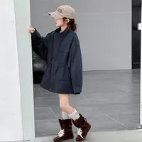 【Maila童装】女童韩系立领风衣外套洋气春秋中长款休闲风收腰外套