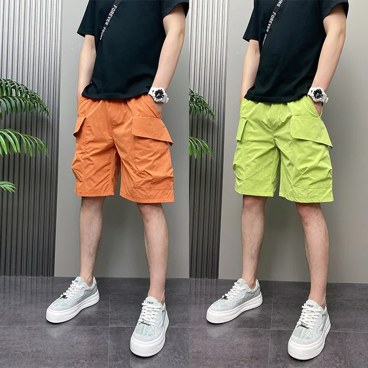 2025年夏季薄款个性设计感大口袋工装裤青年男士休闲四分短裤子男