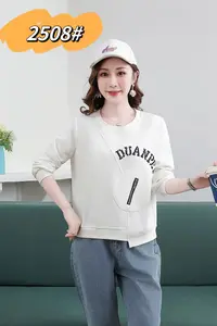 W2508拉链口袋拼接卫衣女2025春秋新款休闲洋气百搭不规则打底衫