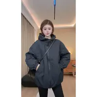 【花花定制】（长款）时尚直下摆连帽纯色长外套上衣包袖常规宽松型