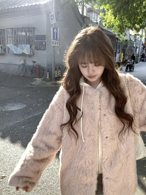 人造皮草 慵懒风糯叽叽环保羊羔毛皮草毛毛外套女冬