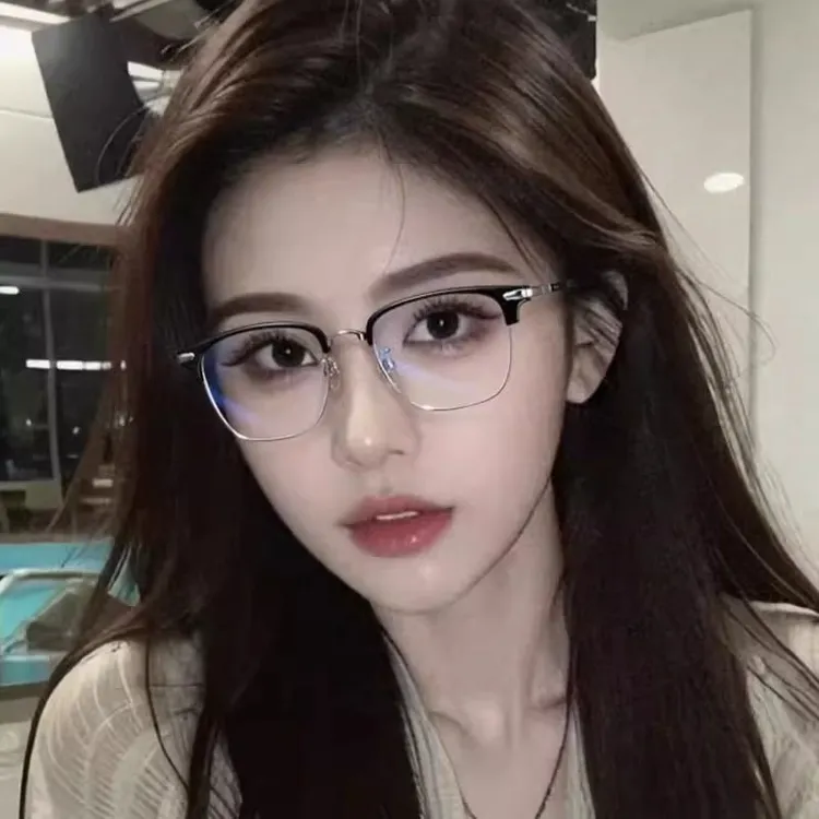 半框近视眼镜女纯欲风高颜值显脸小可配度数散光斯文理工男眼镜框