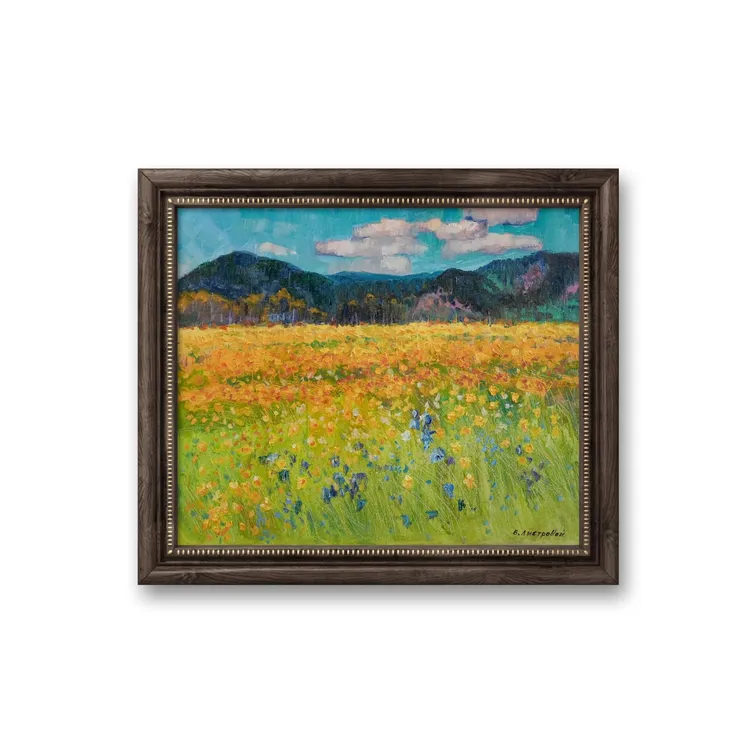 俄罗斯原创手绘油画瓦洛佳《山花浪漫》50*60cm 2025年客厅卧室书房