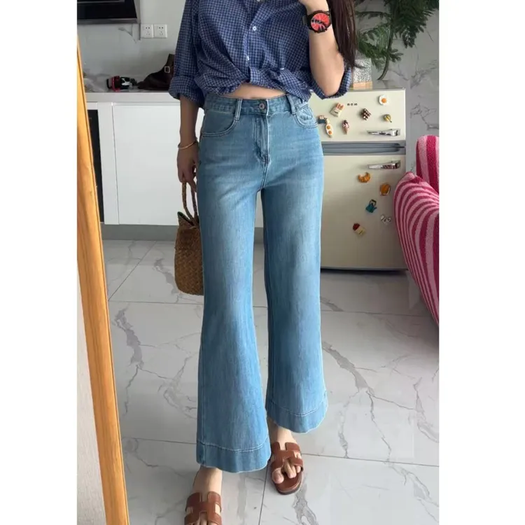 秋季新款【云山】QINGYU/直筒牛仔裤女宽松遮肉百搭显瘦显腿长裤子