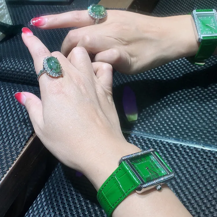 培育海蓝宝石【霞姐珠宝】土豪个性款9克拉彩宝水草戒指