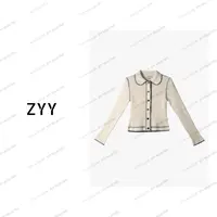 ZYY【罗勒清晨】2025/S新品秋季薄款长袖翻领针织衫女X25QMZZS04062