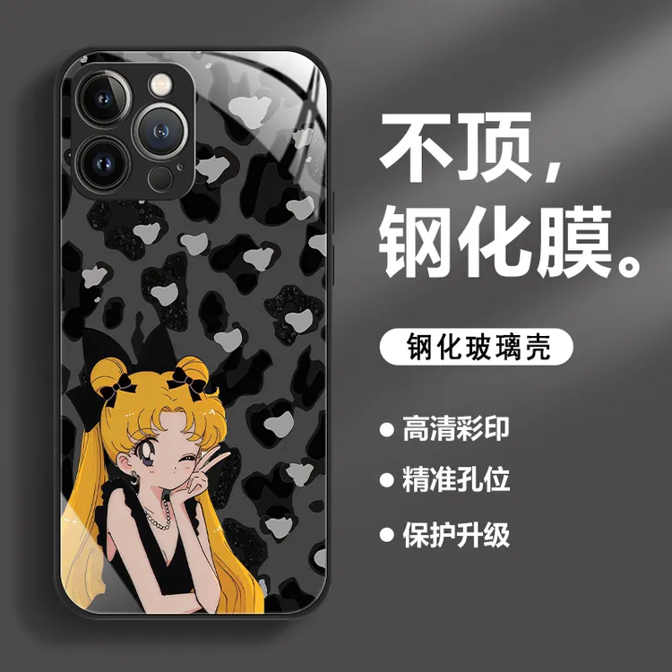 豹纹美少女适用苹果16/华为Pura70/OPPO/vivo/小米时尚玻璃手机壳